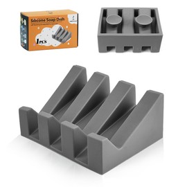 Silicone Soap Dish for Bar Soap Holder for Shower Bathroom Self Draining Waterfall Drying Tray Keep Soap Bars Dry Clean & Easy Cleaning (Gray, 1)