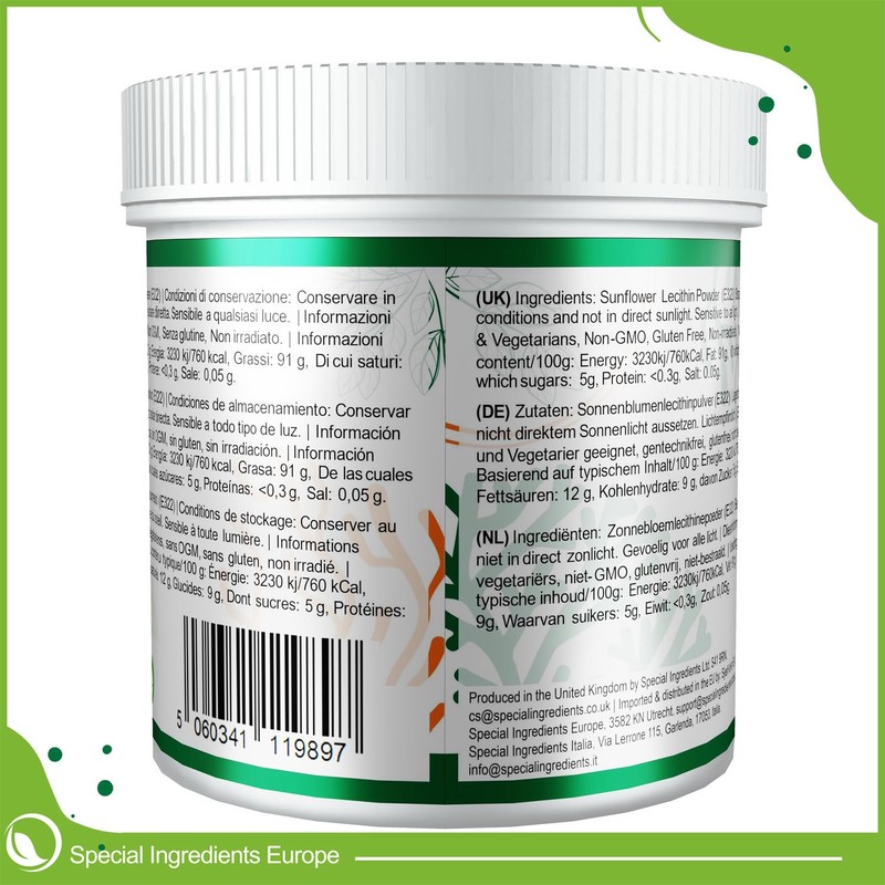 Sunflower Lecithin Powder 250 g Highest Quality GMO Free (German