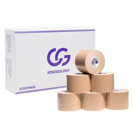 Kinesio Taping, 2.0 x 16.4 ft (50 x 5 m), 6 Rolls, C&G Kinesiology Tape, Kinesio Tape, Kinesio Taping, Elastic Taping, Marathon, Knee, Ankle, Wrist, Calf, Sole, Fingers