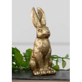 New FARMHOUSE GOLD BUNNY SITTING 5" T Mini Rabbit Cottage Vintage-Look 2" W