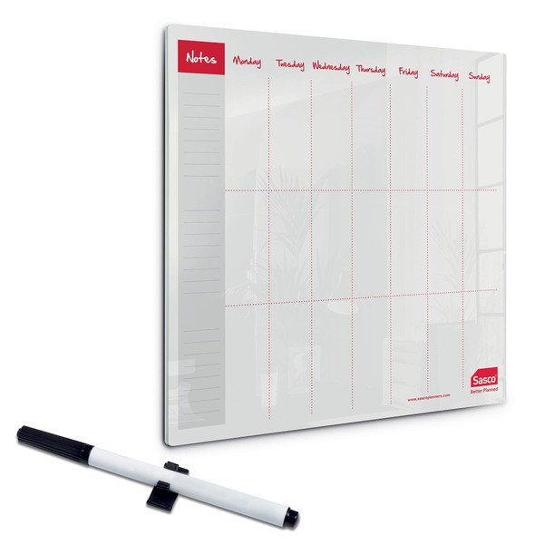 Sasco Semi Transparent Acrylic Mini Whiteboard Weekly Planner, Desktop, Frameless,