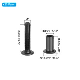 PATIKIL M6 x 20 mm Hex Chicago Screws, 20 Set Binding Screw Posts Connecting Hex Drive Socket Cap Bolt Nuts for Scrapbook Leather Belt Album Photo Furniture Repair, Black