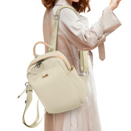 LASUK Mini Backpack, Small Lightweight Travel Backpack Purse, Waterproof Daily Backpack Purses, Light Beige