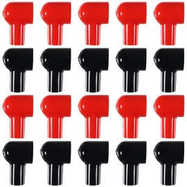 20pcs Battery Terminals Covers Electrical Components Protector Battery Protecting Insulating Covers Tool for Cars Boats (10 Red+10 Black)