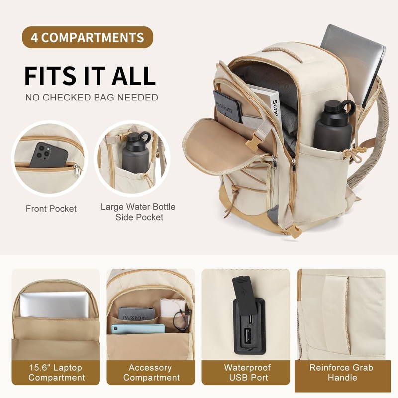 SUIKIHUM Carry on Travel Backpack, Flight Approved Personal Item Bag