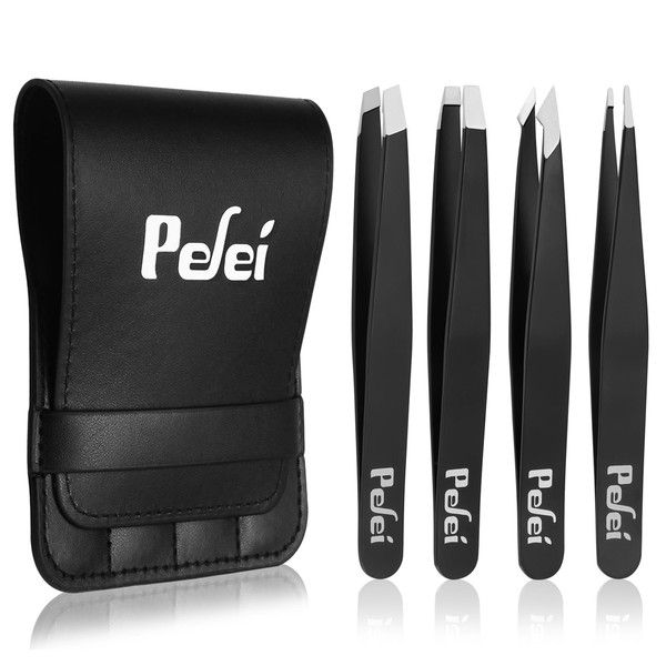 Pefei Tweezers Set - Professional Stainless Steel Tweezers for Eyebrows