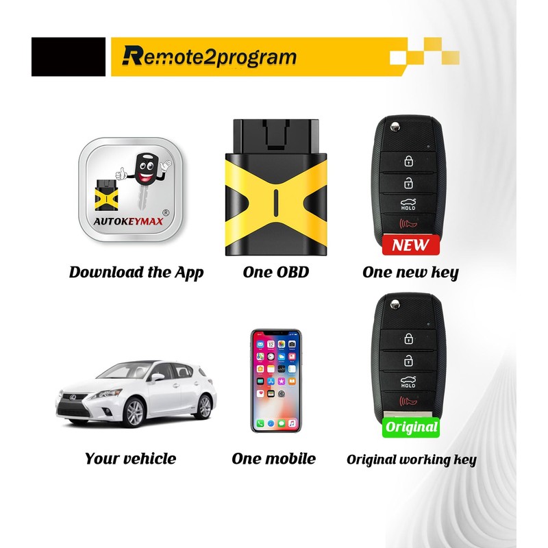 Remote2program Car Key DIY Programming Kit and Keyless Entry Remote
