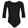 Aquarti Girls' 3/4 Sleeve Ballet Leotard, black