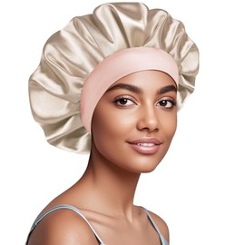 Doitory Satin Silk Bonnet for Sleeping, Soft Satin Lined Hair Bonnet for Women & Men, Double Layer Silk Sleep Night Bonnet for Natural & Curly Hair