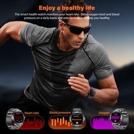 SLOKSFil 2025 Men's Smartwatch with ET/HRV/SIRI 1.43 Inch AMOLED Fitness Watch Men with Phone Function/24H Heart Rate/SPO2/100+ Sports Modes/IP68 Waterproof/Sleep Monitor/for Android iOS