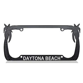 Custom Brother - Daytona Beach Palm Tree Design Quality Black Metal Car SUV Truck License Plate Frame p27