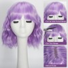 iAelev Light Purple Bob Wig With Bangs 12 Inch Synthetic