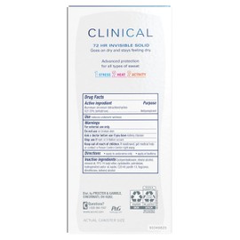 Secret Clinical Strength Antiperspirant Deodorant for Women, 3X Stress Protection, 72hr Sweat & Odor Protection, PH Balancing Minerals, Invisible Solid, Completely Clean Scent, 2.6 oz