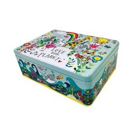 Rachel Ellen Love Our Planet Hinged Storage Tin for Children - 21.5 x 16 x 7.5 cm