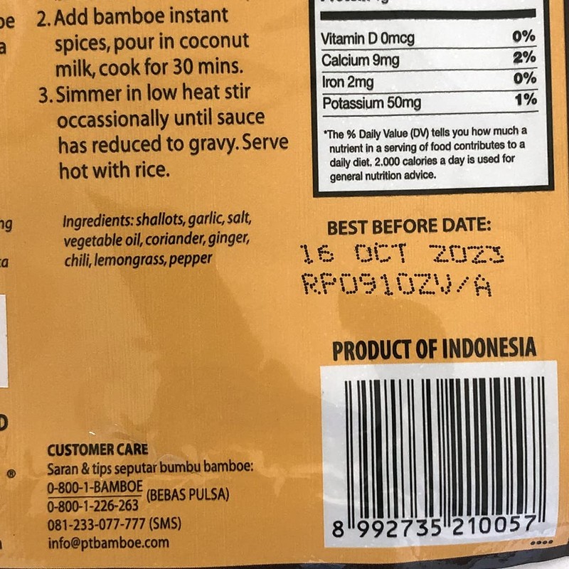 bamboe Indonesian Instant Spices: Rendang (Indonesian Dry Curry Paste) (1