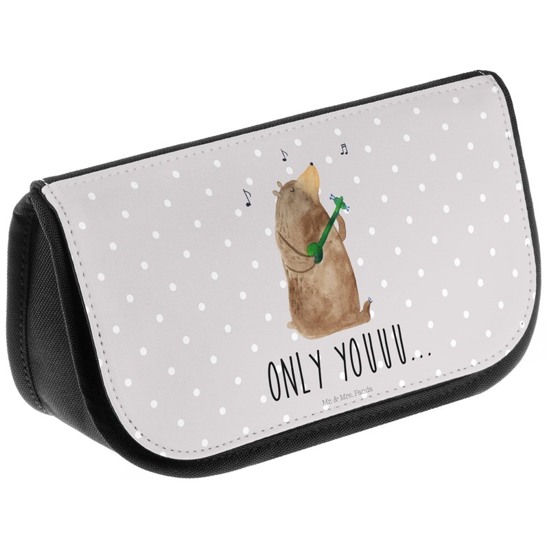 Parent-New Mr. & Mrs. Panda Cosmetic Bag Bear Guitar, gray,