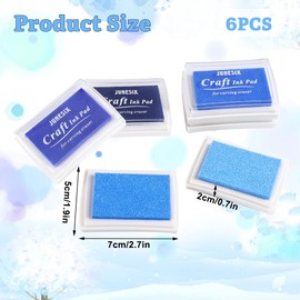 Pack of 6 Blue Ink Pads for Fingerprints, Crafts and Creative Design, Paper Craft Fabric Painting Crafts and Creative Design