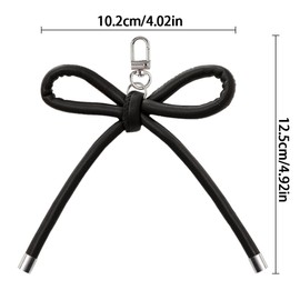 Pack of 4 Black White Red Pink Bow Key Fob Women's Leather Bows Car Key Chain Y2K Bow Bag Pendant Bow Knot Bag Charms Key Chain Ribbon Bows Cute Keychain Aesthetic, Pink, red, black, white
