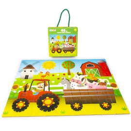 abeec Farmyard Puzzle 45 pc - Jigsaw Puzzles For Kids - Farmyard Toys - Farm Toys - Boys Party Bag Fillers - Kids Puzzles Age 5-8 - Puzzles For 5 Year Olds