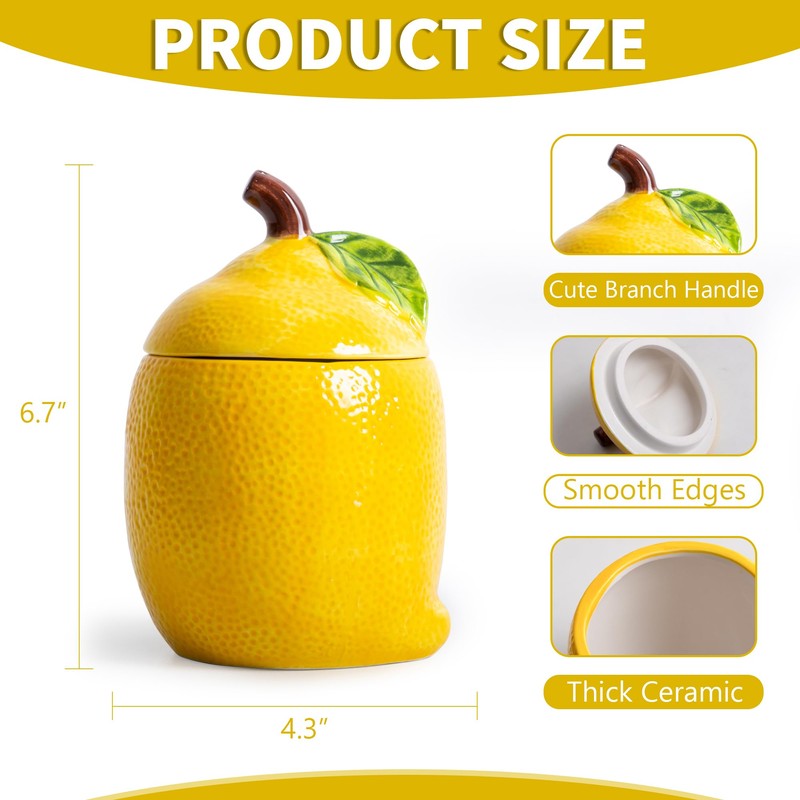 WK WENKRYGDN Lemon Kitchen Canisters Set of 2 Decorative Ceramic