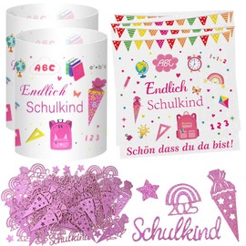 Pack of 20 Napkins School Decoration Girls 8 Pieces School Child Lantern Table Decoration 100 x First Day of School Confetti for School Introduction 2025 Decoration