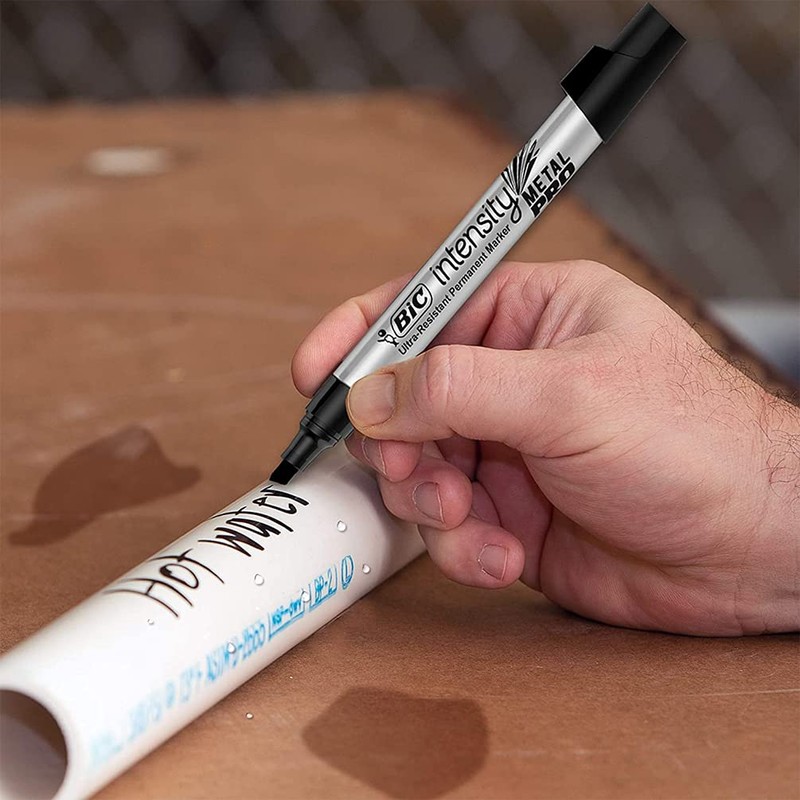12 x BIC Intensity Metal Pro Permanent Markers Pens |