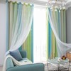 2pc Curtain Simple Gradient Hollow-out Star Pattern Double Layer Blackout