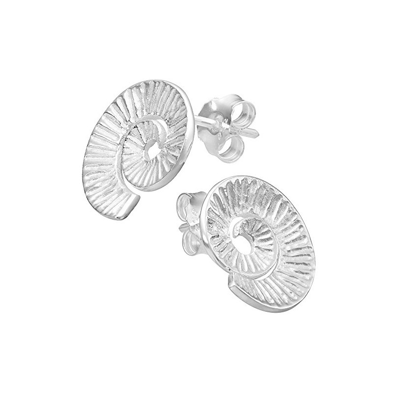 Vinani 2OSS Spiral Stud Earrings Curved Shiny 925 Sterling Silver