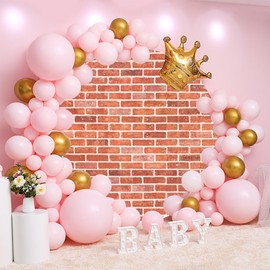 OERJU Red Brick Round Backdrop Cover Vintage Red Brick Wall Backdrops for Photography Wedding Birthday Bridal Baby Shower Party Decoration Circle Backdrop Cover Photo Studio Backgrounds 6x6ft
