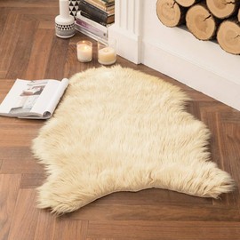 MIULEE Fluffy Rug Soft Shaggy Faux Fur Area Rug Luxury Plush Sheepskin Carpet for Bedroom Living Room Sofa Chair 2 x 3 Feet, Beige