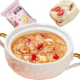 white fungus red dates cinnamon soup ，healthy nutritious porridge， Freeze dried white fungus, red jujube, Chinese wolfberry soup 5.29 oz/150g (10 packs x15g) 冻干银耳红枣枸杞汤