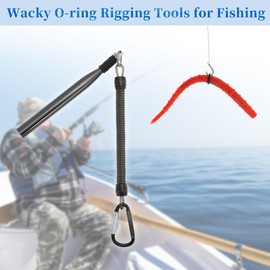 CAPASTEC Wacky Rig Tool, Professional Fishing Gear, Wacky Rig Kit, with Fishing O-Rings, Essential Equipment for Anglers, Black, 1 Set