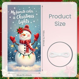 Merry Christmas Snowman Door Cover Decorations Large Winter Door Banner White Blue Christmas Backdrop Background for New Year Holiday Indoor Outdoor Front Door Home Party Supplies 35 X 71 Inches