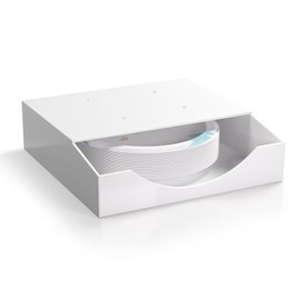 SHONAPLUS 8/9/10 Inch Paper Plate Dispenser, Sturdy 4mm Acrylic Paper Plate Holder Under Cabinet, Convenient Wall Mounted Paper Plate Organizer Dispenser for Kitchen Countertop or Outdoor Use, White