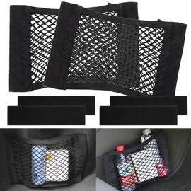 2 Pack Universal Mesh Cargo Net Car Storage Net, Universal Mesh Cargo Net for Car Trunk Storage, Wall Sticker Organizer Pouch Bag Storage, Mesh Organizers Fit for Cars, SUVs, Trucks(15.75 * 9.84 Inch)