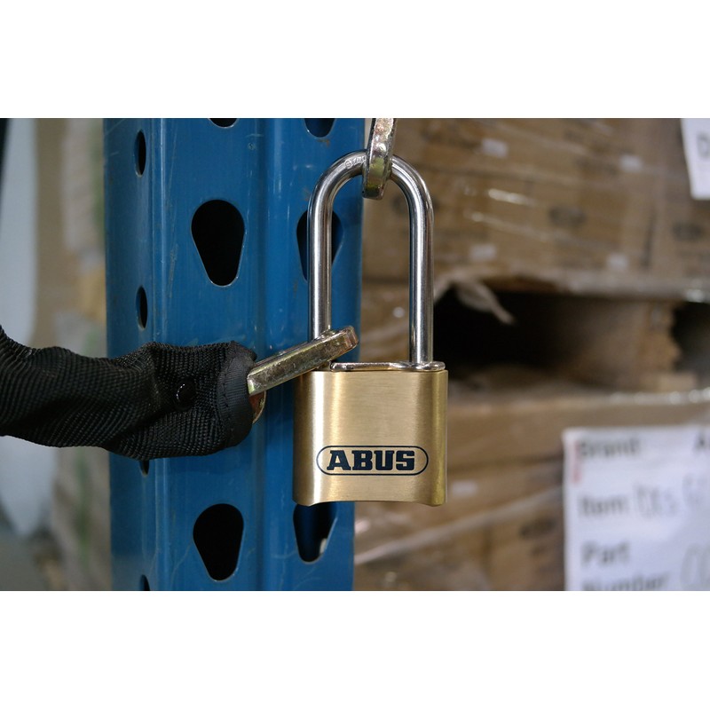 ABUS 180/50 Solid Brass Combination Padlock, Long Stainless Steel Shackle