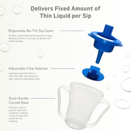 BaseSmall Dysphagia Regulating Drinking Cup for Swallowing and Disorders People,Dispenses 5cc or 10cc of Liquid Each Time