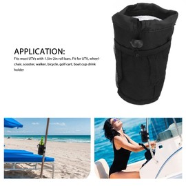KIMISS 2PCS Roll Bar Cup Holder for UTV Wheelchair Scooter, 600D Oxford Fabric Water Bottle Holder, Stable Drink Holder for Golf Cart Boat Bicycle