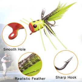 OROOTL Fly Fishing Dry Flies Kit, Fly Popper Lures Foam Float Popper Fly Fishig Lure Colorful Topwater Popping Bug Flies for Panfish Bluegill Bass Sunfish Trout Salmon