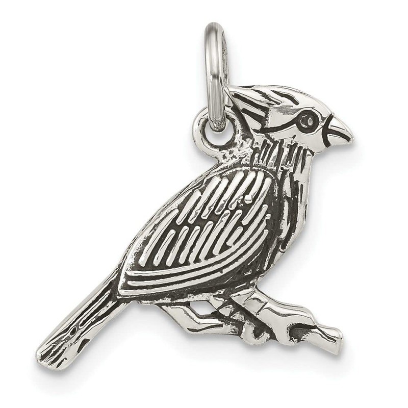 Sterling Silver Antiqued Bird on Branch Charm