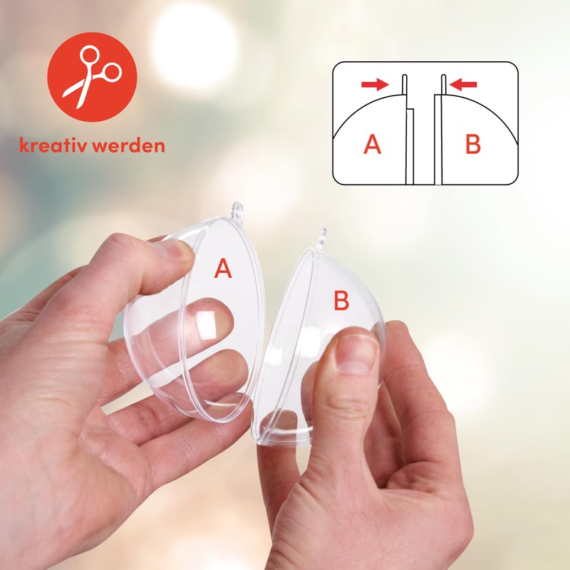 THE TWIDDLERS 48 Transparent Christmas Baubles for Filling, 6 cm,