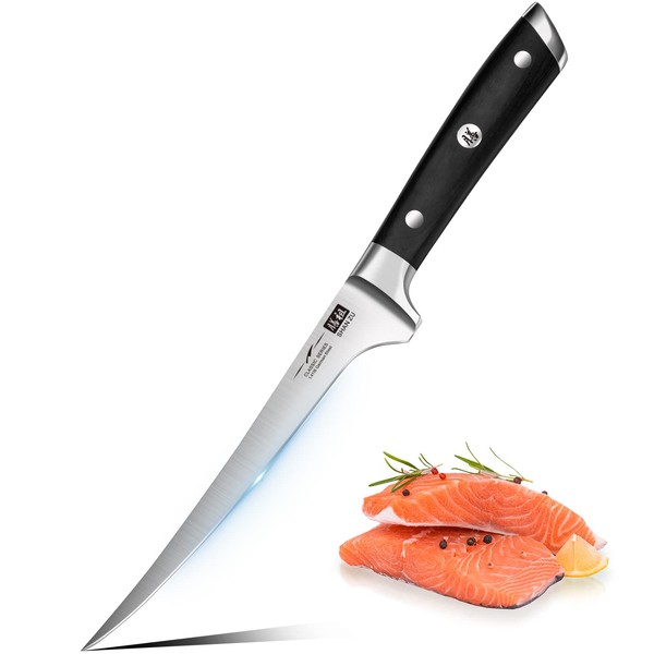 SHAN ZU Filleting Knife 7 inch- Edge Deboning Fish and Meat,Professional Fish Knife Made of Super Sharp German Stainless Steel Boning Knife