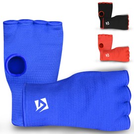 AQF Boxing Inner Gloves Elasticated Fist Protector Mitts Bandages Alternative to Hand Wraps Breathable (Blue, L)