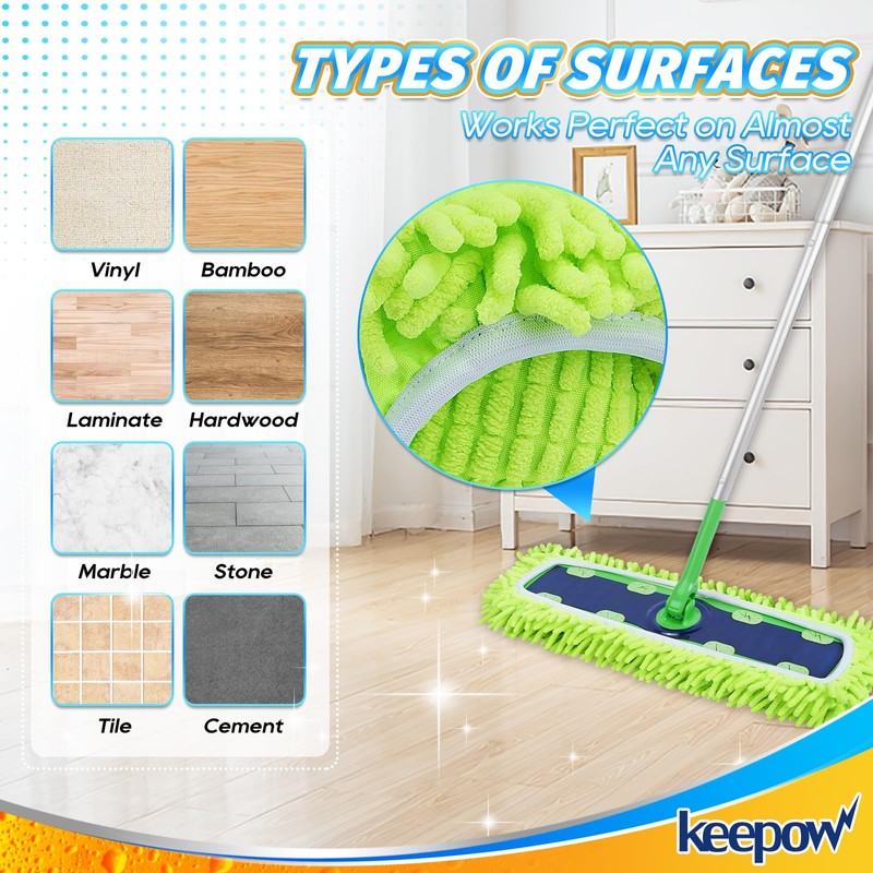 KEEPOW Reusable XL Mop Pads Compatible with Swiffer XL Sweeper,