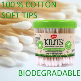 Jaloma Kiuts Cotton Swabs, Biodegradable, for Hygiene and Beauty, 2Pack, 200 Ct Each Jar