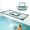 Magnetic Fish Tank Cover with Feeding Window Green Frame Grey