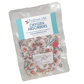 PackFreshUSA: 10cc Oxygen Absorber Packs - Food Grade - Non-Toxic - Food Preservation - Long-Term Food Storage Guide Included - 200 Pack