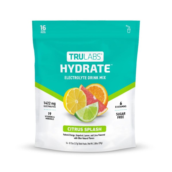 TRULABS Hydrate - Citrus Splash. Sugar Free Electrolytes Hydration Packets.