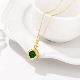 Birthstone Necklaces for Women, Trendy Women Pendant Necklace Set with 12 Pcs Birth Stone, Dainty Emerald Choker Green Blue Necklace Jewelry for Women Mothers Birthday Gifts