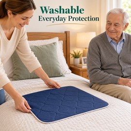 Washable Waterproof Incontinence Bed Pad with Absorbent Layers and Non-Slip Backing, Multiple Sizes